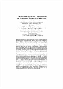 Portada A Platform for Peer-to-Peer Communications and its Relation to Semantic Web Applications