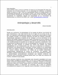 Portada Antropología y desarrollo