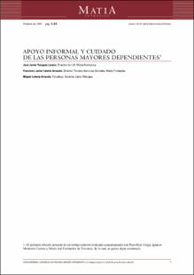Portada Apoyo informal y cuidado de las personas mayores dependientes