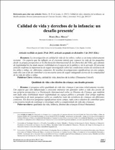 Portada Calidad de vida y derechos de la infancia un desafío presente