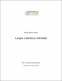 Portada Lengualiteratura; intimidad