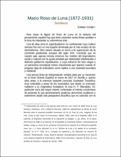 Portada Mario Roso de Luna (1872-1931) : semblanza