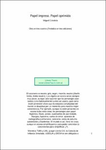 Portada Papel impresopapel oprimido : obra en tres cuadros (periódico en tres ediciones)