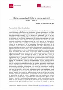 Portada De la economía global a la guerra regional