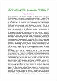 Portada Reflexiones sobre la Divina Comedia de Dante : expresión de la sabiduría tradicional