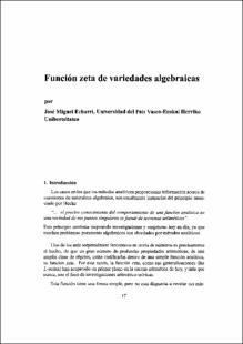 Portada Función Zeta de variedades algebraicas