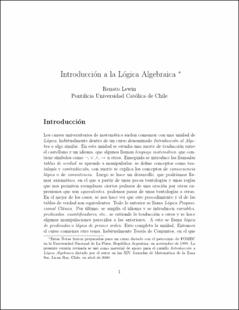 Portada Introducción a la lógica algebraica