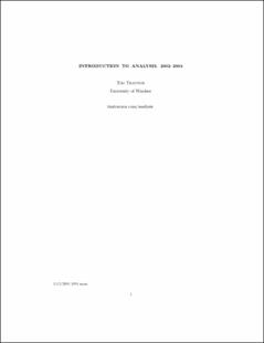 Portada Introduction to analysis2002-2003