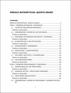 Portada Módulo Matemáticas Quinto