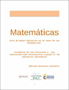 Portada Módulo matemáticas undécimo: Conceptos de las funciones y las relaciones