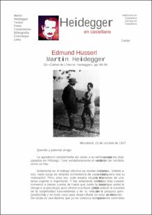 Portada Carta a Edmund Husserl
