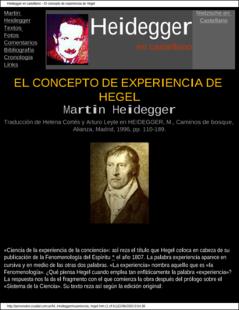 Portada El concepto de experiencia de Hegel