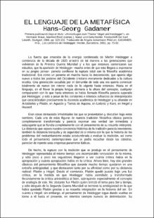 Portada El lenguaje de la metafísica