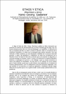 Portada Ethos y ética : (macintyre y otros)
