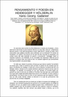 Portada Pensamiento y poesía en Heidegger y Hölderlin
