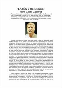 Portada Platón y Heidegger