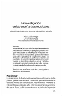 Portada La investigación en las enseñanzas musicales