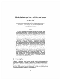 Portada Musical works are maximal memory stores