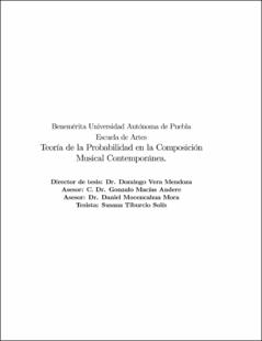 Portada Teoría de la probabilidad en la composición musical contemporánea