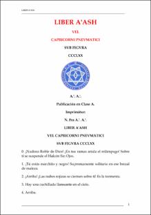 Portada Liber aash vel capricorni pneumatici 
sub figurâ ccclxx