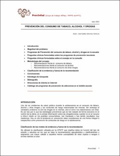Portada Prevención del consumo de tabacoalcohol y drogas