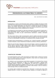 Portada Prevención en la actividad física y el deporte