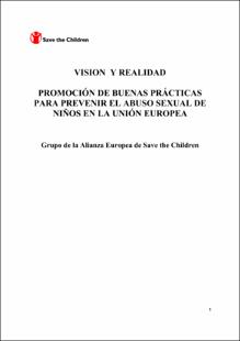 Portada Visión y realidad promoción de buenas prácticas para prevenir el abuso sexual de niños en la Unión Europea