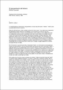 Portada El pensamiento del afuera