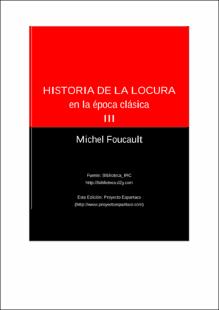 Portada Historia de la locura en la época clásica. III