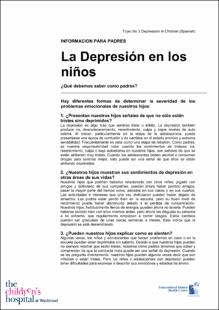 Portada La depresión en los niños : información para padres