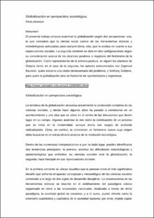 Portada Globalizacion en perspectiva sociológica