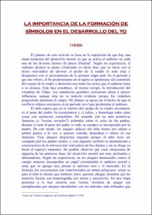 Portada La importancia de la formación de símbolos en el desarrollo del yo