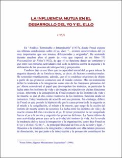 Portada La influencia mutua en el desarrollo del yo y el ello