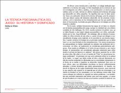 Portada La técnica psicoanalítica del juego su historia y significado