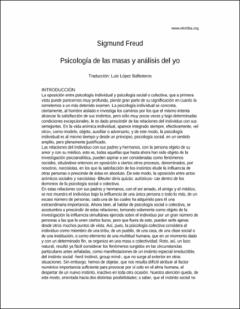 Portada Psicología de las masas y el analisis del yo