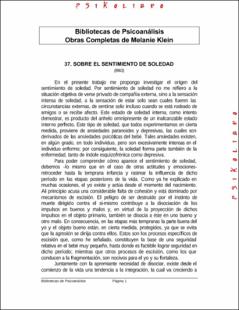 Portada Sobre el sentimiento de soledad