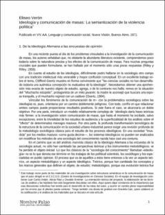 Portada Ideología y comunicación de masas : la semantización de la violencia política