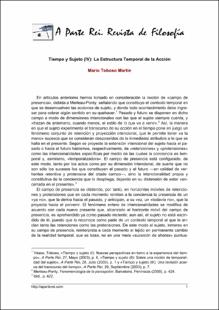 Portada Tiempo y sujeto (IV): La estructura temporal de la acción