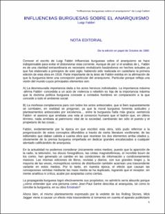 Portada Influencias burguesas sobre el anarquismo