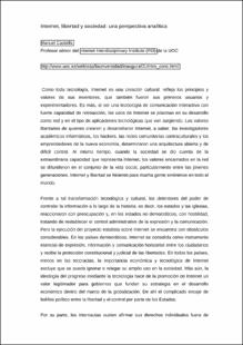 Portada Internetlibertad y sociedad : una perspectiva analítica