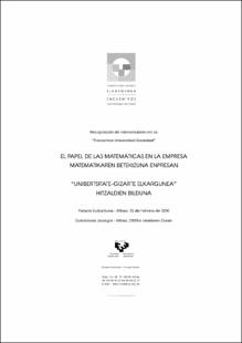 Portada El papel de las matemáticas en la empresa = Matematikaren betekisuna empresas