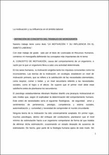 Portada La motivación y su influencia en el ámbito laboral