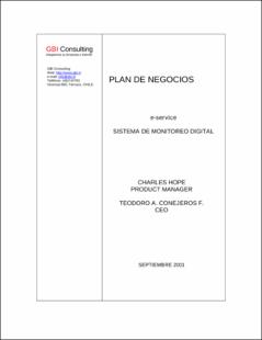 Portada Sistema de monitoreo digital : plan de negocios