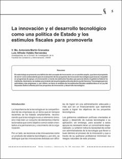 Portada La innovación y el desarrollo tecnológico como una política de estado y los estímulos fiscales para promoverla