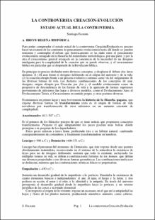 Portada La controversia creación-evolución : estado actual de la controversia