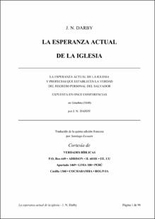 Portada La esperanza actual de la Iglesia : y profesias que establecen la verdad del regreso personal del salvador : expuesta en once conferencias