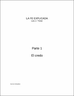 Portada La fe explicada. Parte I. El credo