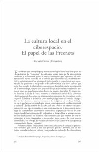 Portada La cultura local en el ciberespacio : el papel de las freenets
