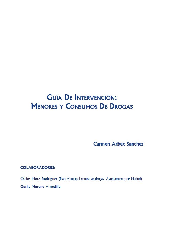 Portada Guía de intervención: menores y consumos de drogas