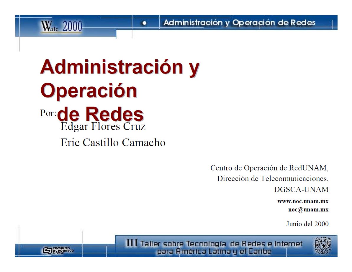 Portada Administración y operación de redes